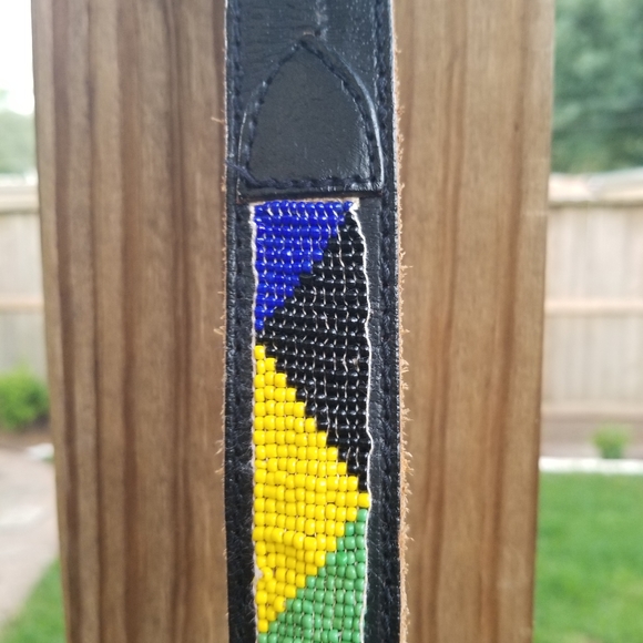 Vintage African beaded leather belt S - Picture 2 of 7